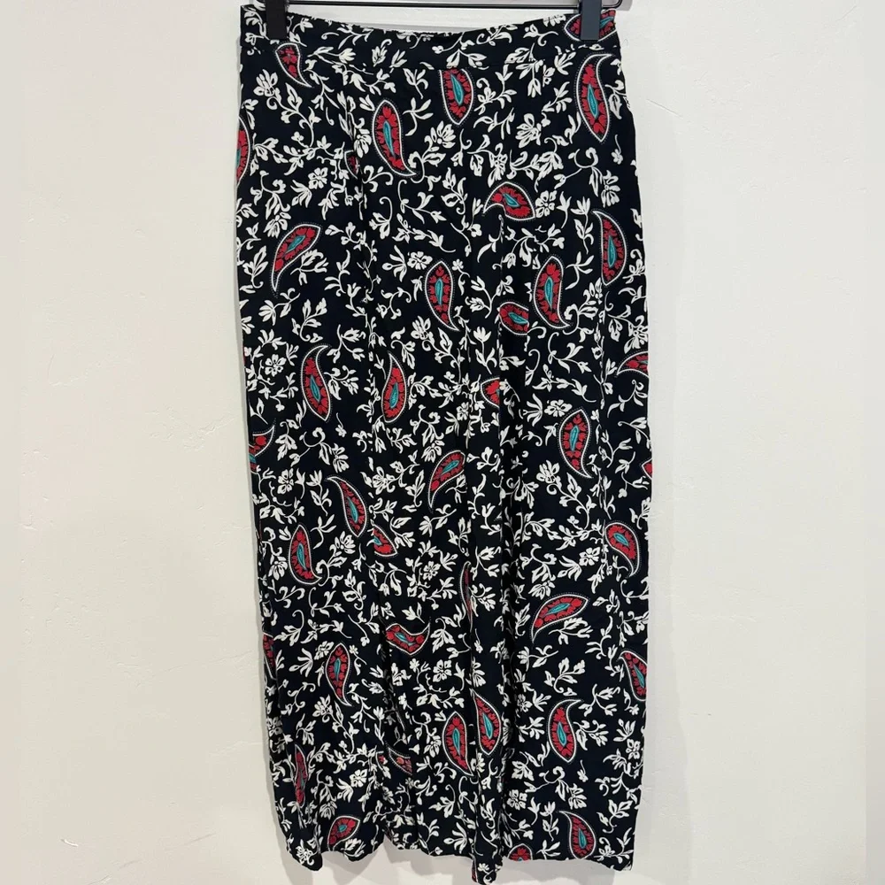 Vintage New Frontier 90s Western Boho Midi Skirt Size M‎ Paisley Cowgirl Slip